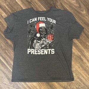 Star Wars Gray Graphic T-Shirt with Holiday Theme